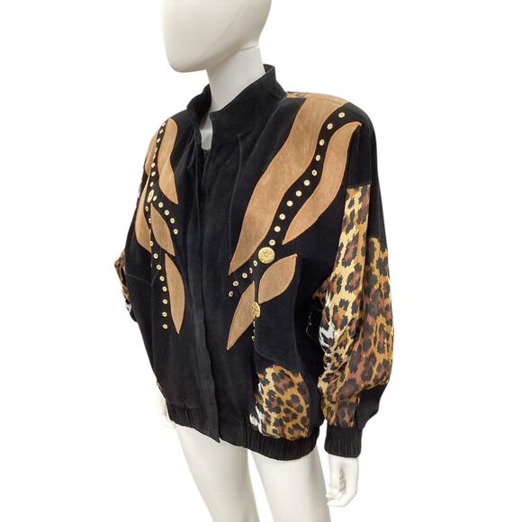 Vintage Elegantissimo Firenze Jacket Women’s Size L/XL 80’ Leather Animal Print - Picture 2 of 6